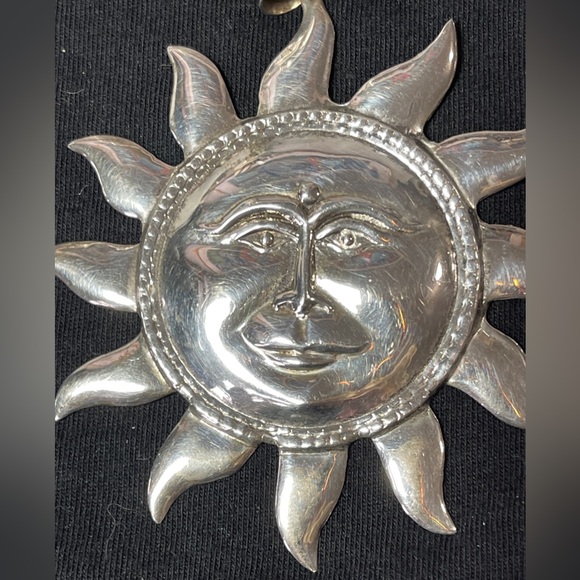 Jewelry - Large sterling silver sun pendant. Statement jewelry piece. 3”